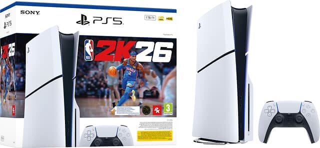 15370331.jpg Sony PlayStation 5 (PS5) Slim 1TB (inc. NBA 2K26) – Image 1