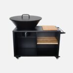 Brasero barbecue Ø80cm, desserte avec espaces de rangement, couvercle et ustensiles – Image 4