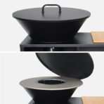 Brasero barbecue Ø80cm, desserte avec espaces de rangement, couvercle et ustensiles – Image 6