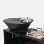 Brasero barbecue Ø80cm, desserte avec espaces de rangement, couvercle et ustensiles – Image 2