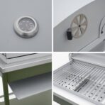 Cuisine d'extérieure 3 modules avec barbecue charbon de bois sur pieds, 2 étagères et thermomètre - Réf. 99BA85 – Image 11