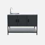Cuisine d'extérieure 2 modules avec barbecue gaz 3 brûleurs sur pieds, thermomètre – Image 4