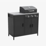 Cuisine d'extérieure 2 modules avec barbecue gaz 3 brûleurs sur pieds, thermomètre – Image 5