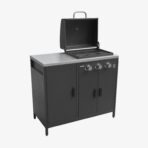 Cuisine d'extérieure 2 modules avec barbecue gaz 3 brûleurs sur pieds, thermomètre – Image 7