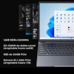 Chuwi - CoreBook X R5 Laptop 14" AMD Ryzen 5 7430U Windows 11 Home - Ultrabook puissant et leger - Gris – Image 5